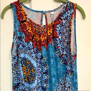 TASAMO Women's Sleeveless Pleated Front Casual, Blue, Size Large NWT